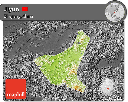 Physical Map of Jiyun, darken, desaturated
