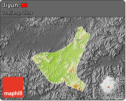 Physical Map of Jiyun, darken, desaturated