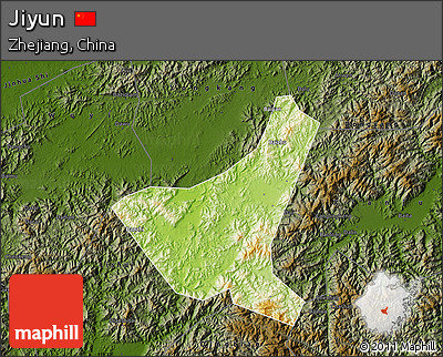 Physical Map of Jiyun, darken