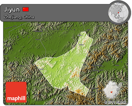 Physical Map of Jiyun, darken