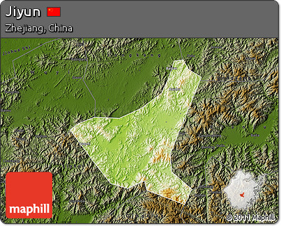 Physical Map of Jiyun, darken