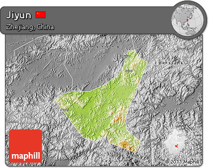 Physical Map of Jiyun, desaturated
