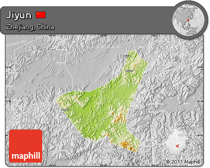 Physical Map of Jiyun, lighten, desaturated