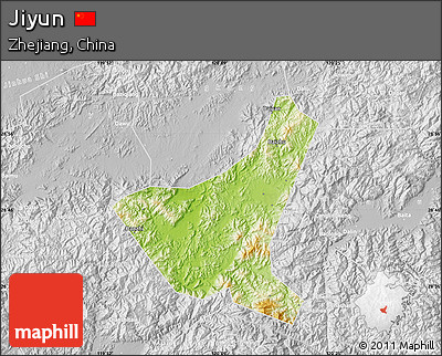 Physical Map of Jiyun, lighten, desaturated