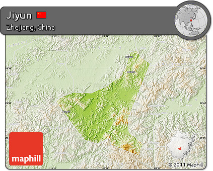 Physical Map of Jiyun, lighten