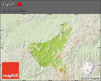 Physical Map of Jiyun, lighten