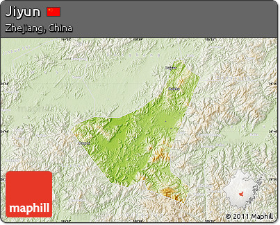 Physical Map of Jiyun, lighten