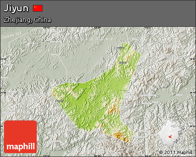 Physical Map of Jiyun, lighten, semi-desaturated