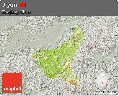 Physical Map of Jiyun, lighten, semi-desaturated