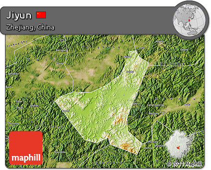 Physical Map of Jiyun, satellite outside