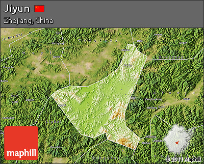 Physical Map of Jiyun, satellite outside