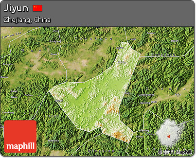 Physical Map of Jiyun, satellite outside