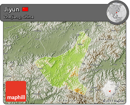 Physical Map of Jiyun, semi-desaturated