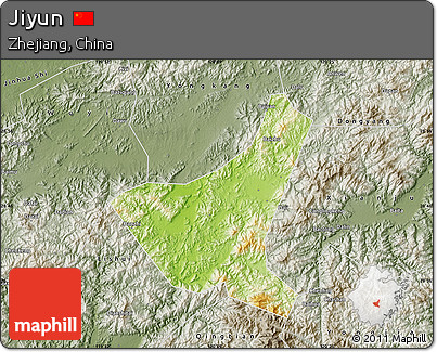 Physical Map of Jiyun, semi-desaturated