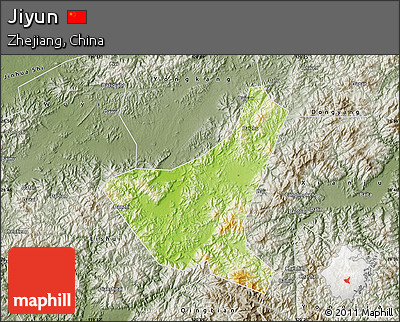 Physical Map of Jiyun, semi-desaturated