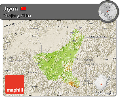 Physical Map of Jiyun, shaded relief outside