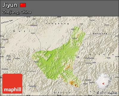 Physical Map of Jiyun, shaded relief outside