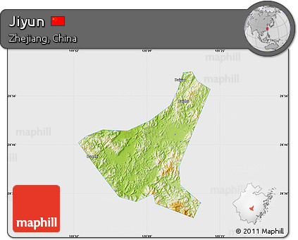 Physical Map of Jiyun, single color outside
