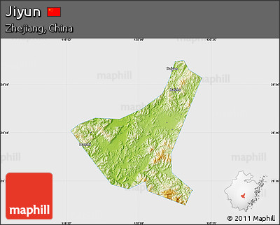 Physical Map of Jiyun, single color outside