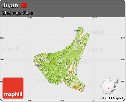 Physical Map of Jiyun, single color outside