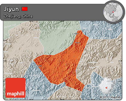 Political Map of Jiyun, lighten, semi-desaturated