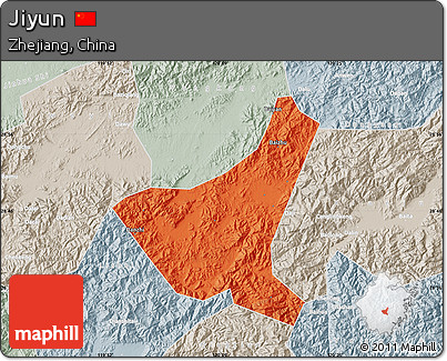 Political Map of Jiyun, lighten, semi-desaturated