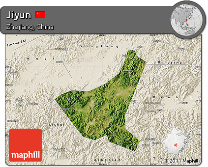 Satellite Map of Jiyun, shaded relief outside