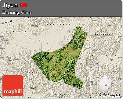 Satellite Map of Jiyun, shaded relief outside
