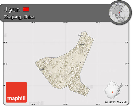 Shaded Relief Map of Jiyun, cropped outside