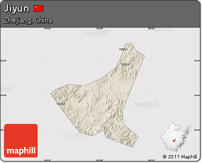 Shaded Relief Map of Jiyun, cropped outside