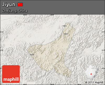Shaded Relief Map of Jiyun, lighten