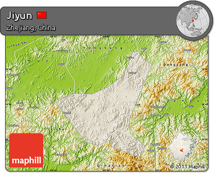 Shaded Relief Map of Jiyun, physical outside