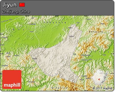Shaded Relief Map of Jiyun, physical outside