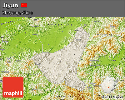 Shaded Relief Map of Jiyun, physical outside