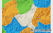 Shaded Relief Map of Jiyun, political outside