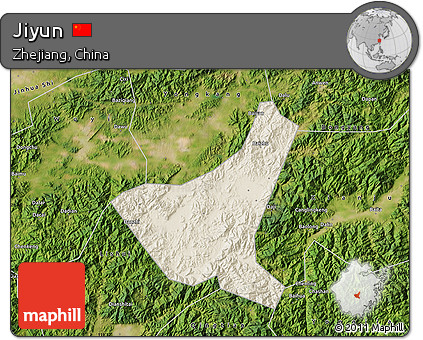 Shaded Relief Map of Jiyun, satellite outside