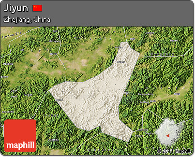 Shaded Relief Map of Jiyun, satellite outside