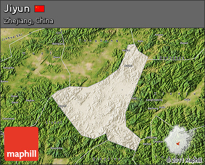 Shaded Relief Map of Jiyun, satellite outside
