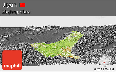 Physical Panoramic Map of Jiyun, darken, desaturated