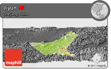 Physical Panoramic Map of Jiyun, darken, desaturated