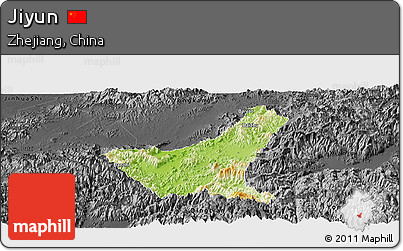 Physical Panoramic Map of Jiyun, darken, desaturated