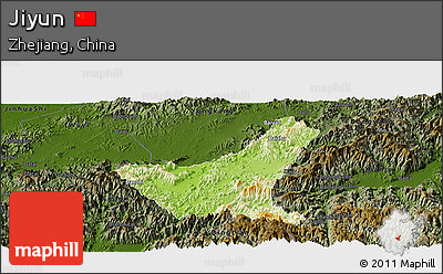 Physical Panoramic Map of Jiyun, darken