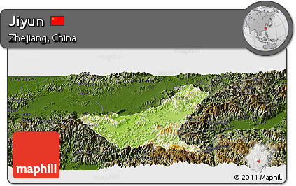Physical Panoramic Map of Jiyun, darken