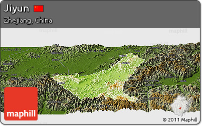 Physical Panoramic Map of Jiyun, darken