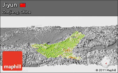 Physical Panoramic Map of Jiyun, desaturated