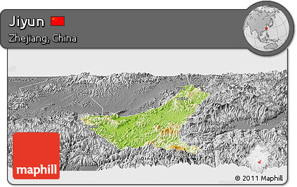 Physical Panoramic Map of Jiyun, desaturated