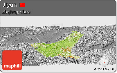 Physical Panoramic Map of Jiyun, desaturated