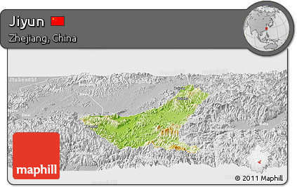 Physical Panoramic Map of Jiyun, lighten, desaturated