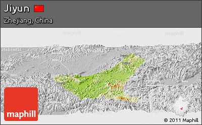 Physical Panoramic Map of Jiyun, lighten, desaturated