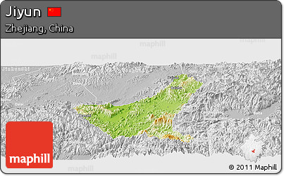 Physical Panoramic Map of Jiyun, lighten, desaturated